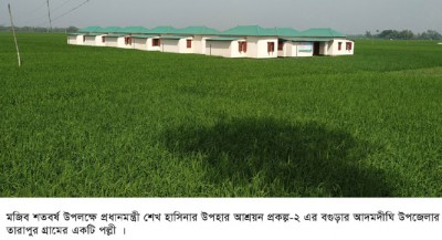 বাড়িগুলো তালাবন্ধ: আদমদীঘিতে ফসলের মাঠে এক টুকরো গ্রাম- আশ্রয়ন পল্লী