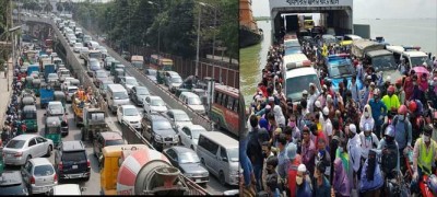 রাজধানীর রাস্তায় আজও যানজট আর ঘরমুখী মানুষের চাপ রাজধানীর রাস্তায় আজও যানজট আর ঘরমুখী মানুষের চাপ